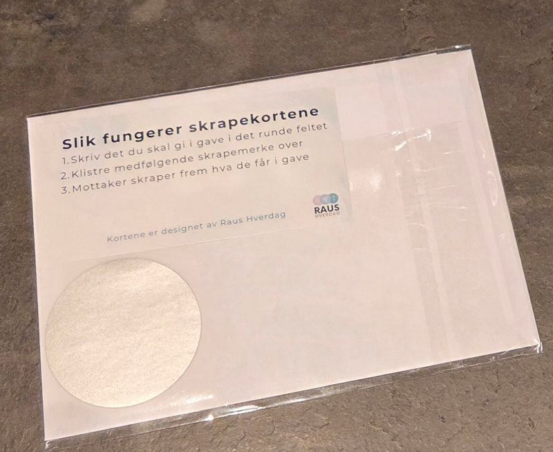 Gratulasjonskort med skrapefelt