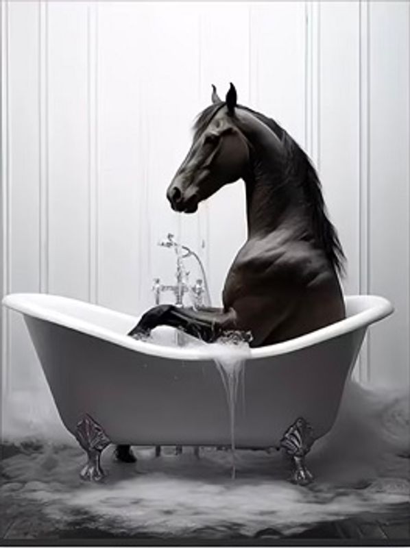 Bilde - hest i badekar